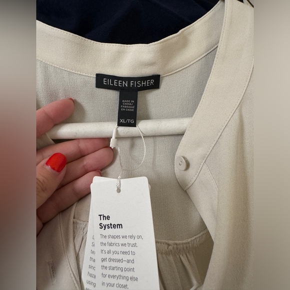 Eileen Fisher Silk Cream Blouse XL - Picture 2 of 3